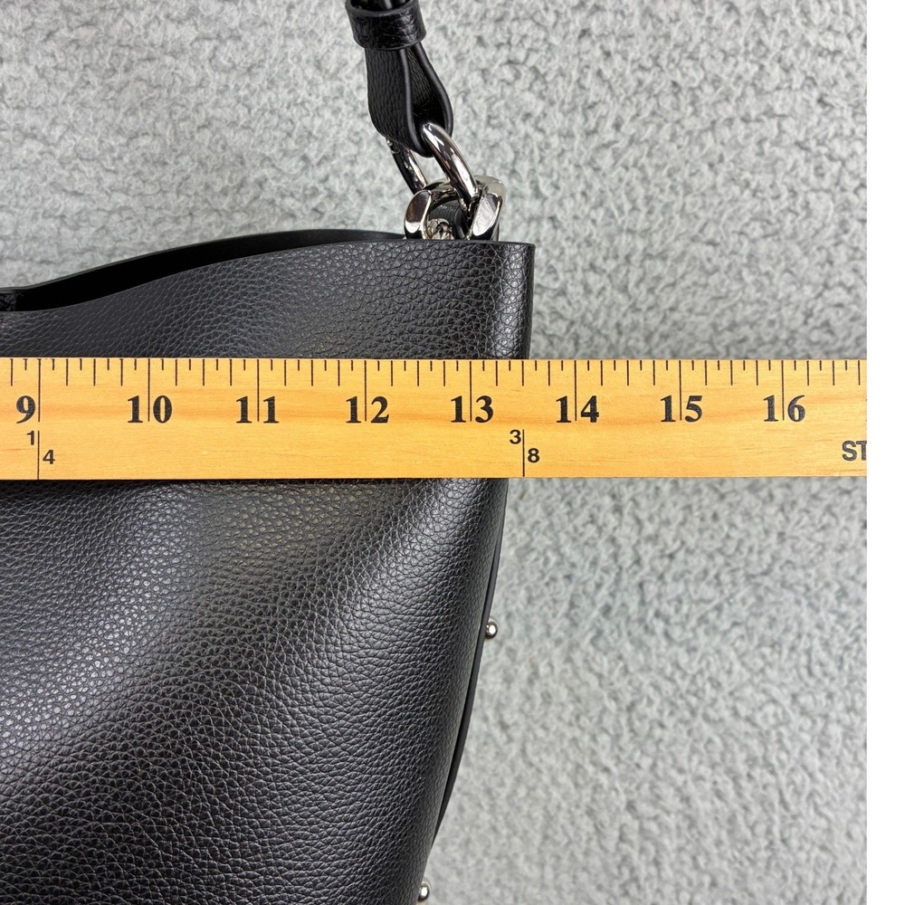 Rebecca Minkoff Kate Large Bucket Bag Womens OS Black Leather Silver Chain Purse - Picture 15 of 16
